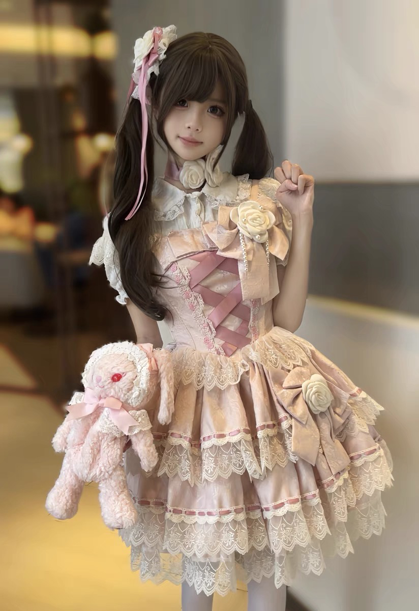 【甜点师树莓蛋糕】现货秒发 粉色/蓝白芭蕾风大小姐纯色Lolita