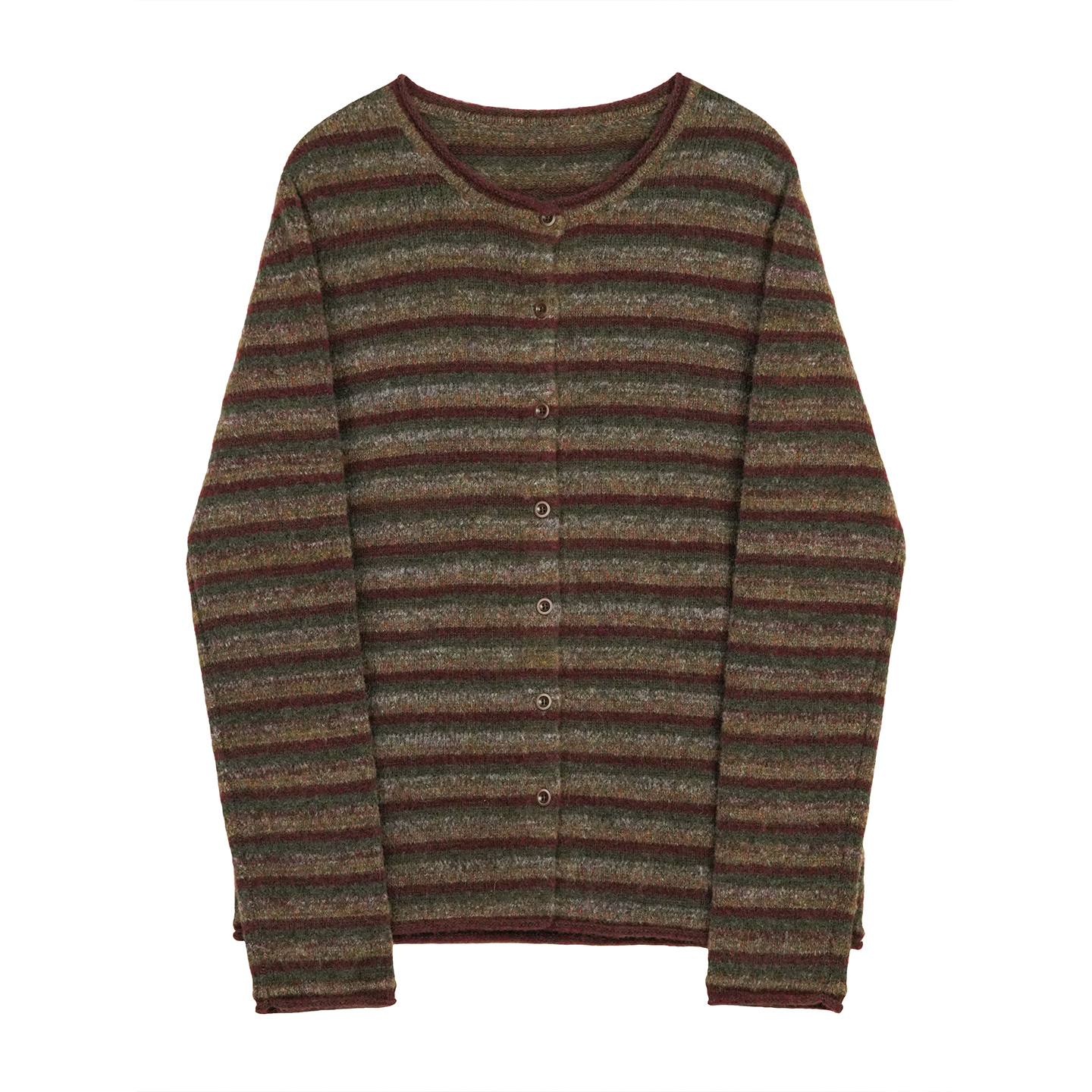 【云雾里】6336超细美利奴羊毛条纹针织开衫内搭秋冬