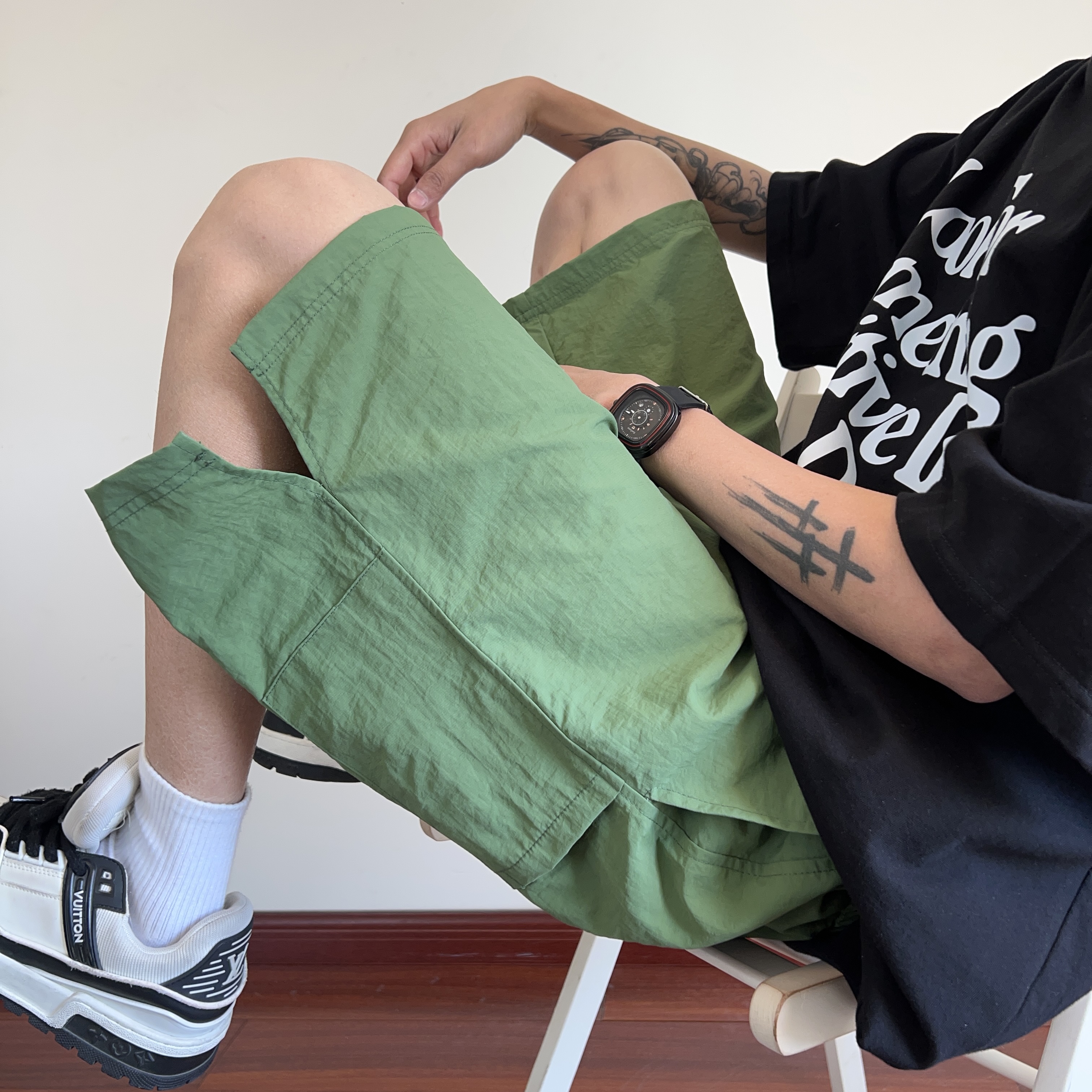 Aloxadoer夏季速干裤新款美式男女运动短裤潮牌宽松休闲百搭短裤