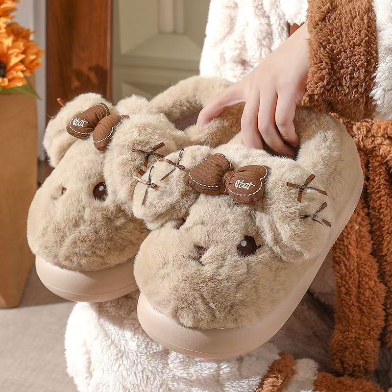 可爱蝴蝶结奶呼呼加厚保暖兔子棉鞋女2025秋冬新款居家可爱萌宠鞋