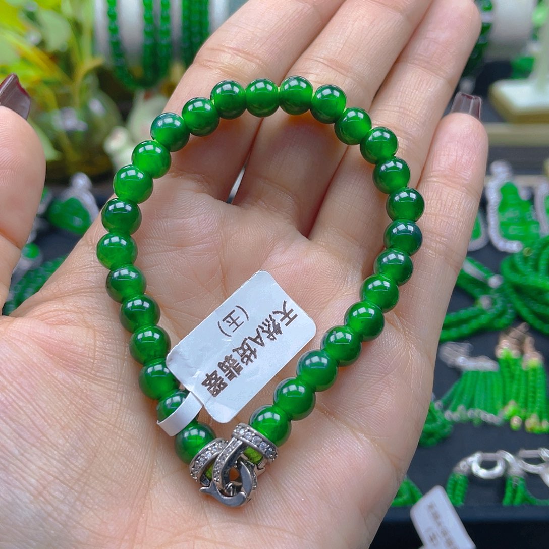 翡翠手链未镶嵌圆珠手链7