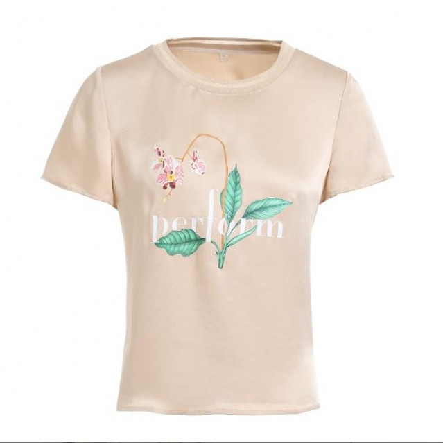 L·W/画而诗圆领套头时尚印花短袖T恤女上衣LBA62050