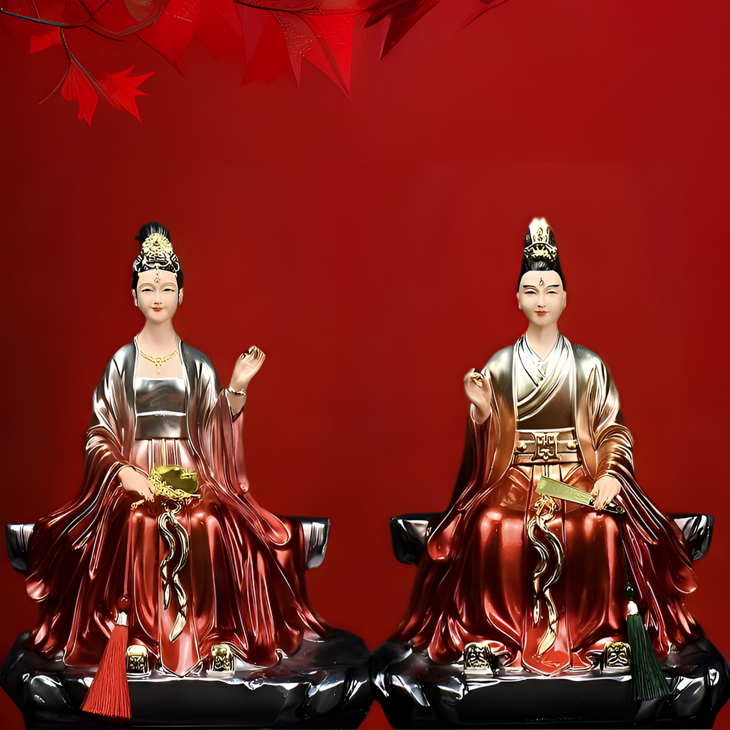 铜彩胡云花九姑娘九公子胡九太姑陶瓷关公家居摆件家用神像工艺品