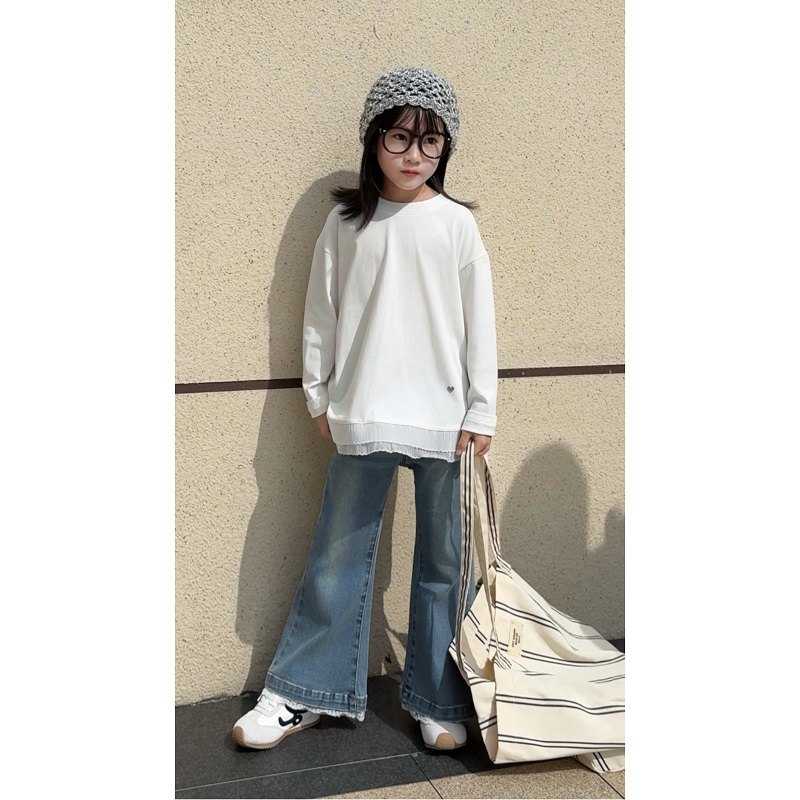 女童春秋装洋气上衣2025新款女宝拼接蕾丝百搭常规圆领T恤78028