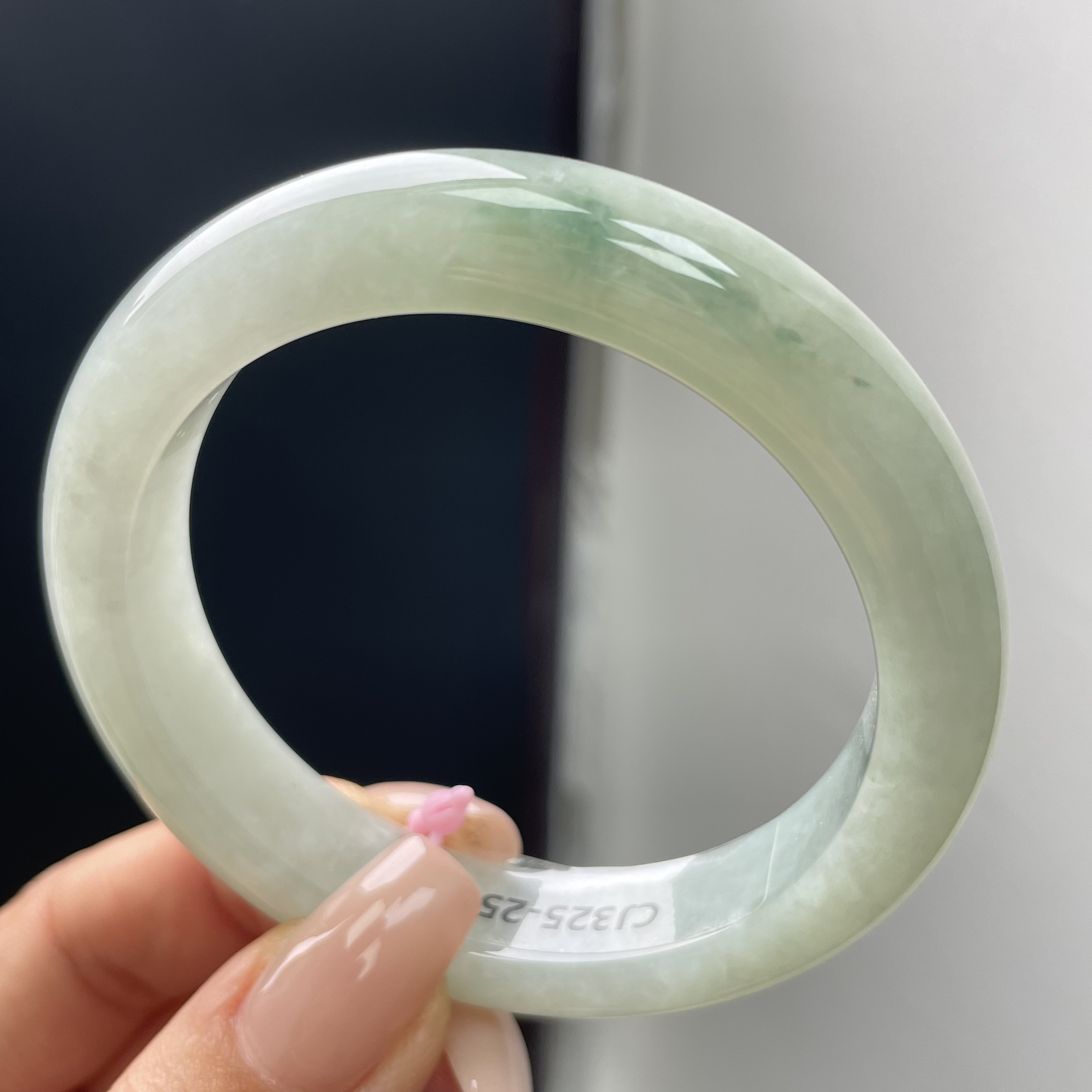 飘蓝花翡翠手镯55-57正圈A135