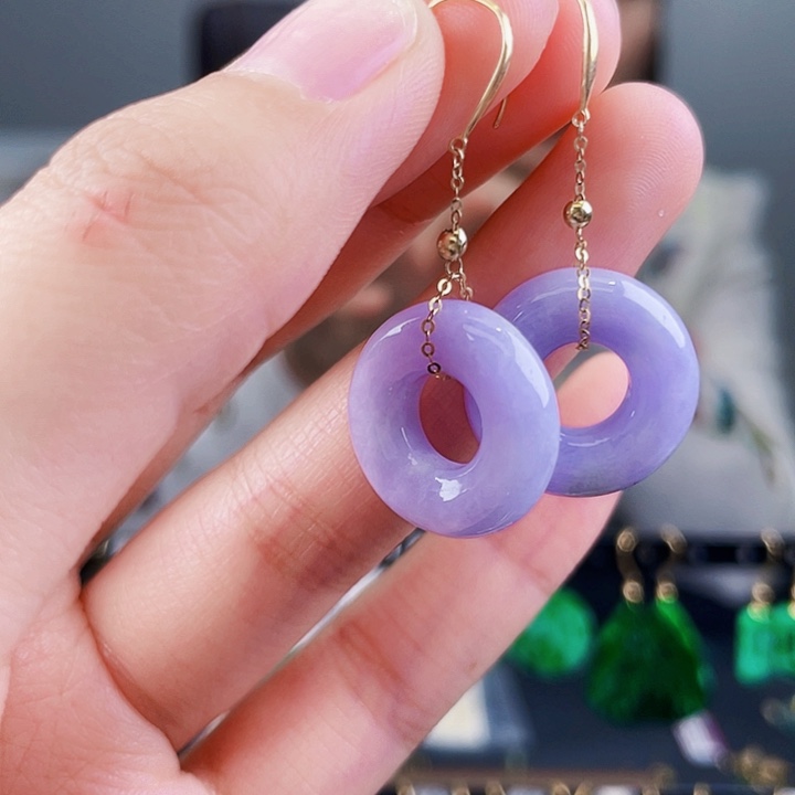 翡翠耳饰18K金镶嵌饰品