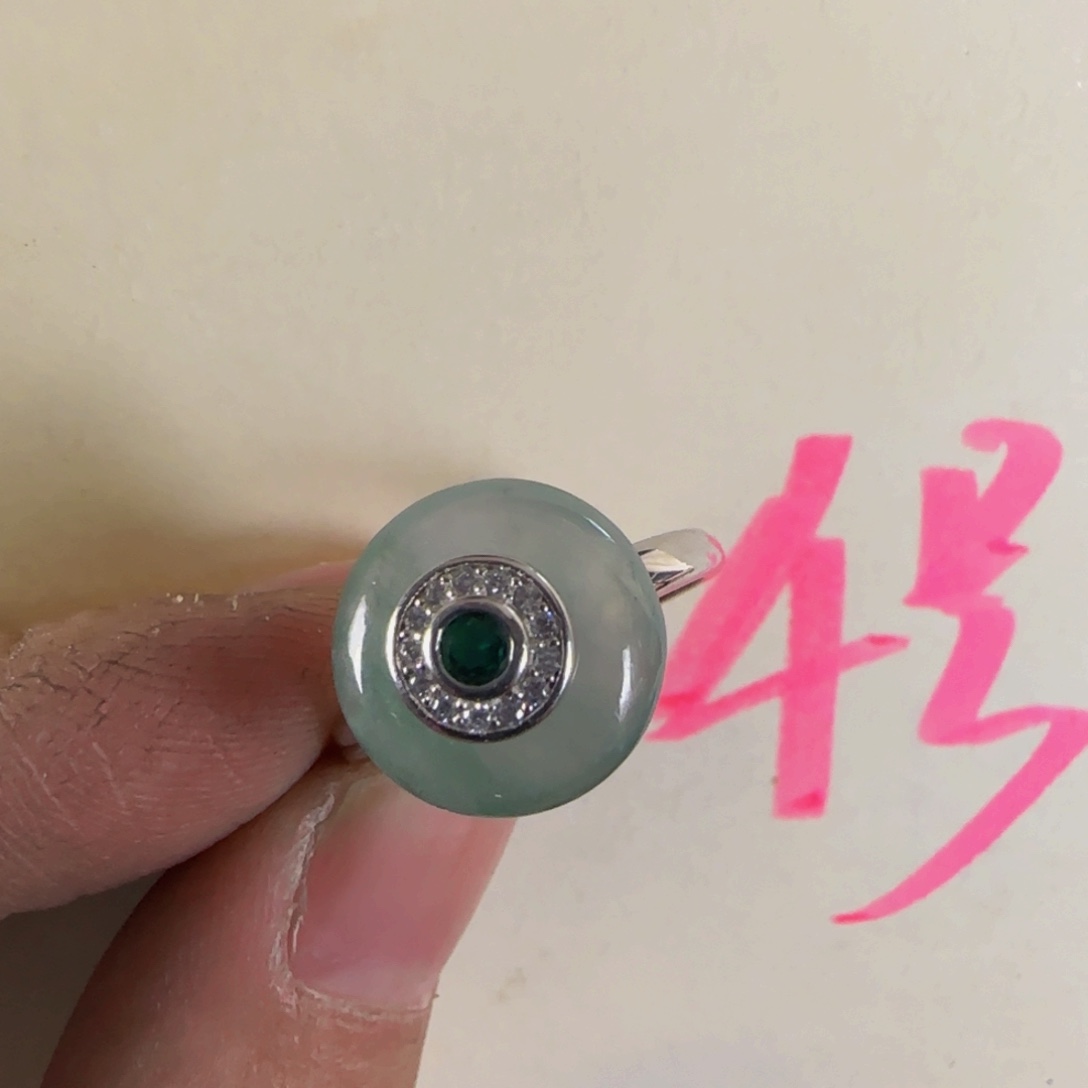 银S925镶嵌戒指翡翠老坑