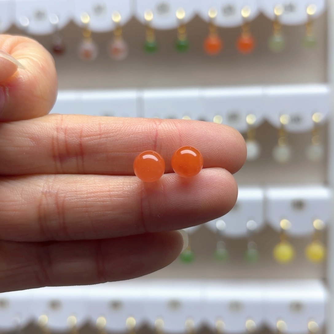 南红玛瑙耳饰银S925镶嵌