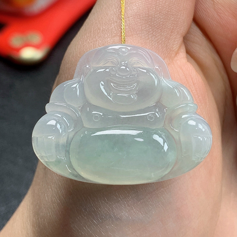 9.74翡翠玉吊坠男女款正品缅甸天然A货冰糯种大件佛公吊坠精美