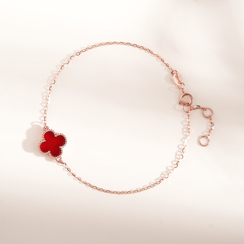 18k金红玛瑙10mm花草单花手链