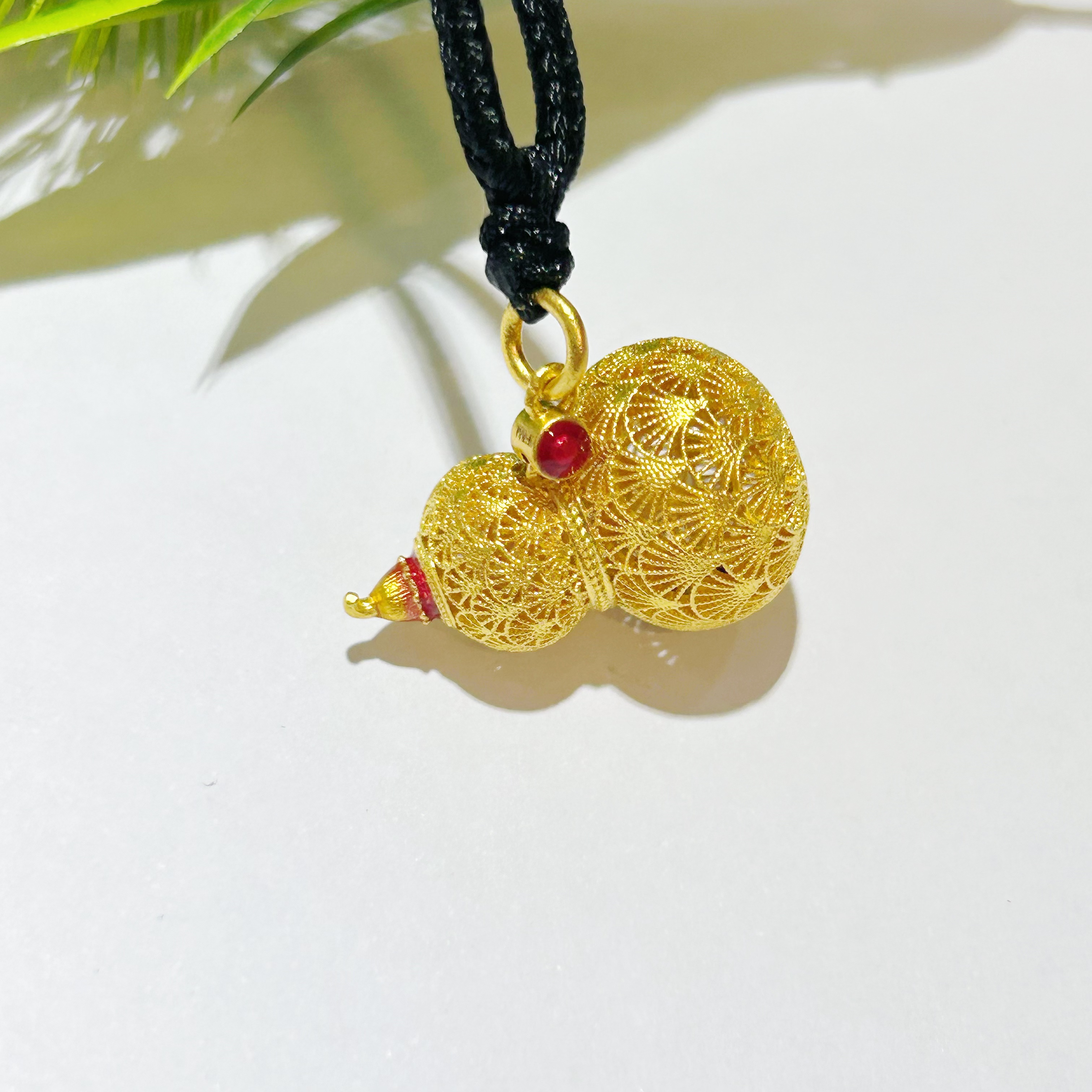 【富远黄金工厂店】足金珐琅花丝宝葫芦