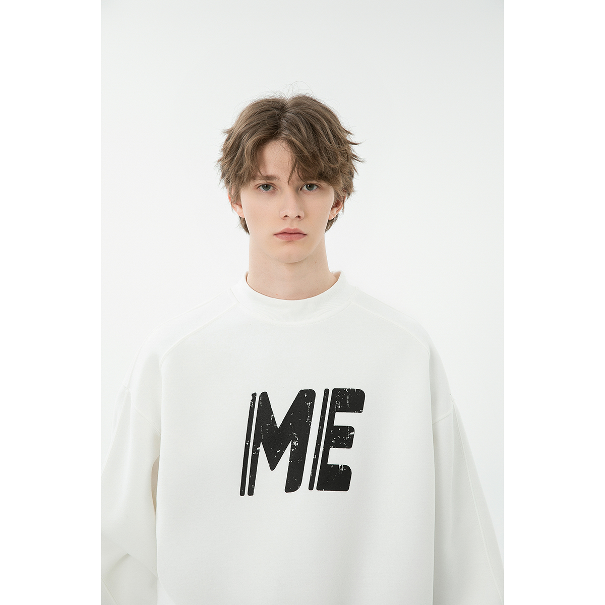 jaaniste做旧印花500g重磅圆领卫衣男美式休闲百搭打底衫男女同款