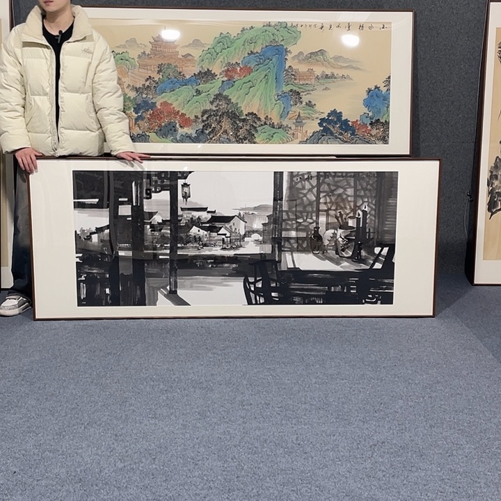 国画手绘作品带框