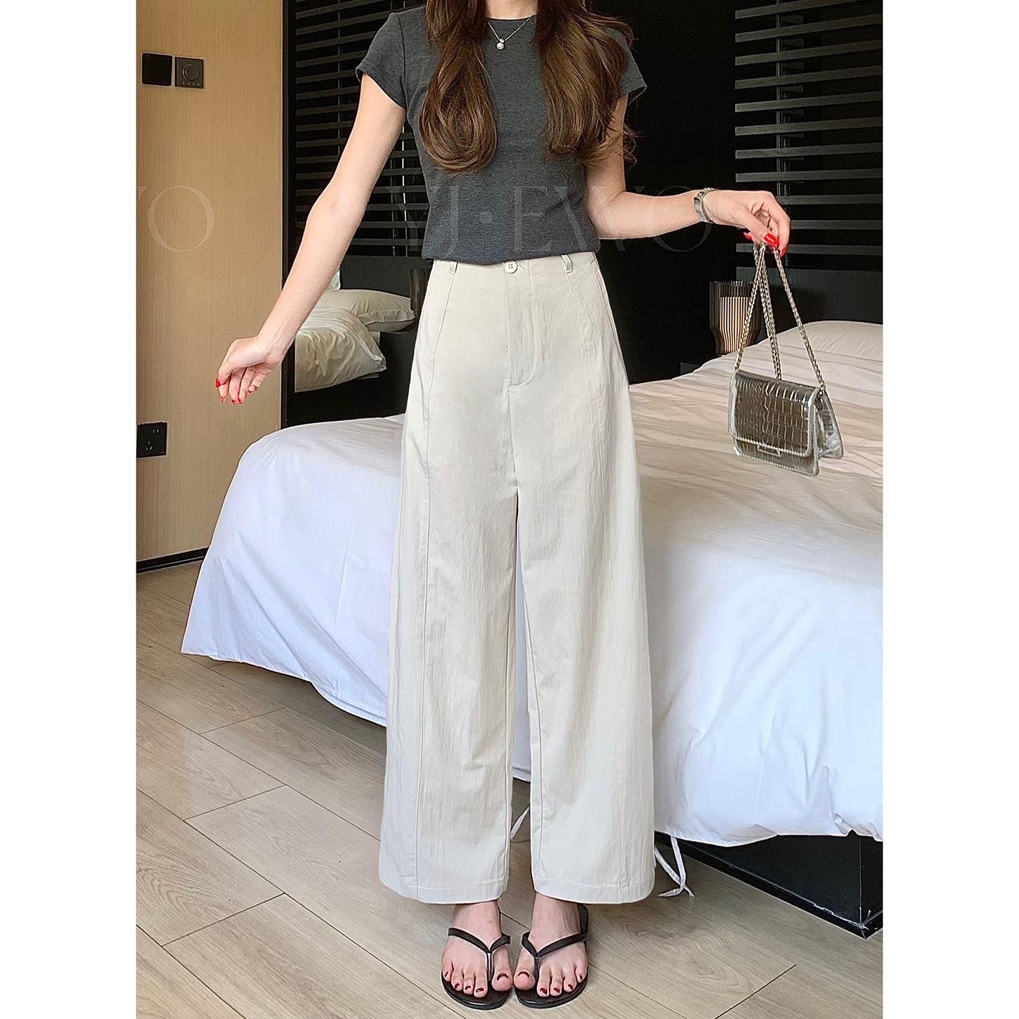 【小爽小个子】夏季新款显瘦休闲外穿薄款速干九分休闲裤-6892