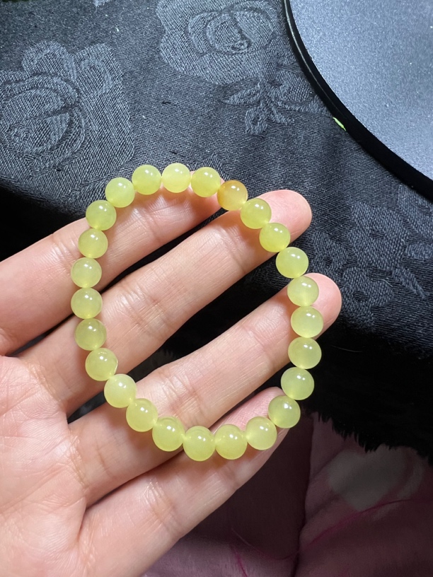 和田玉手串女士黄色单圈素圈百搭鸡油黄