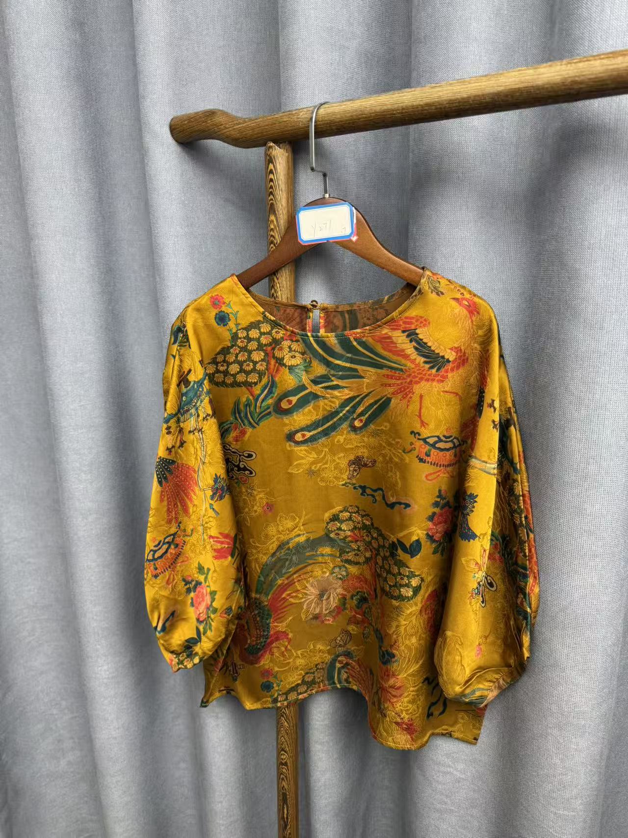 2025新款时尚休闲香云纱圆领上衣Y277