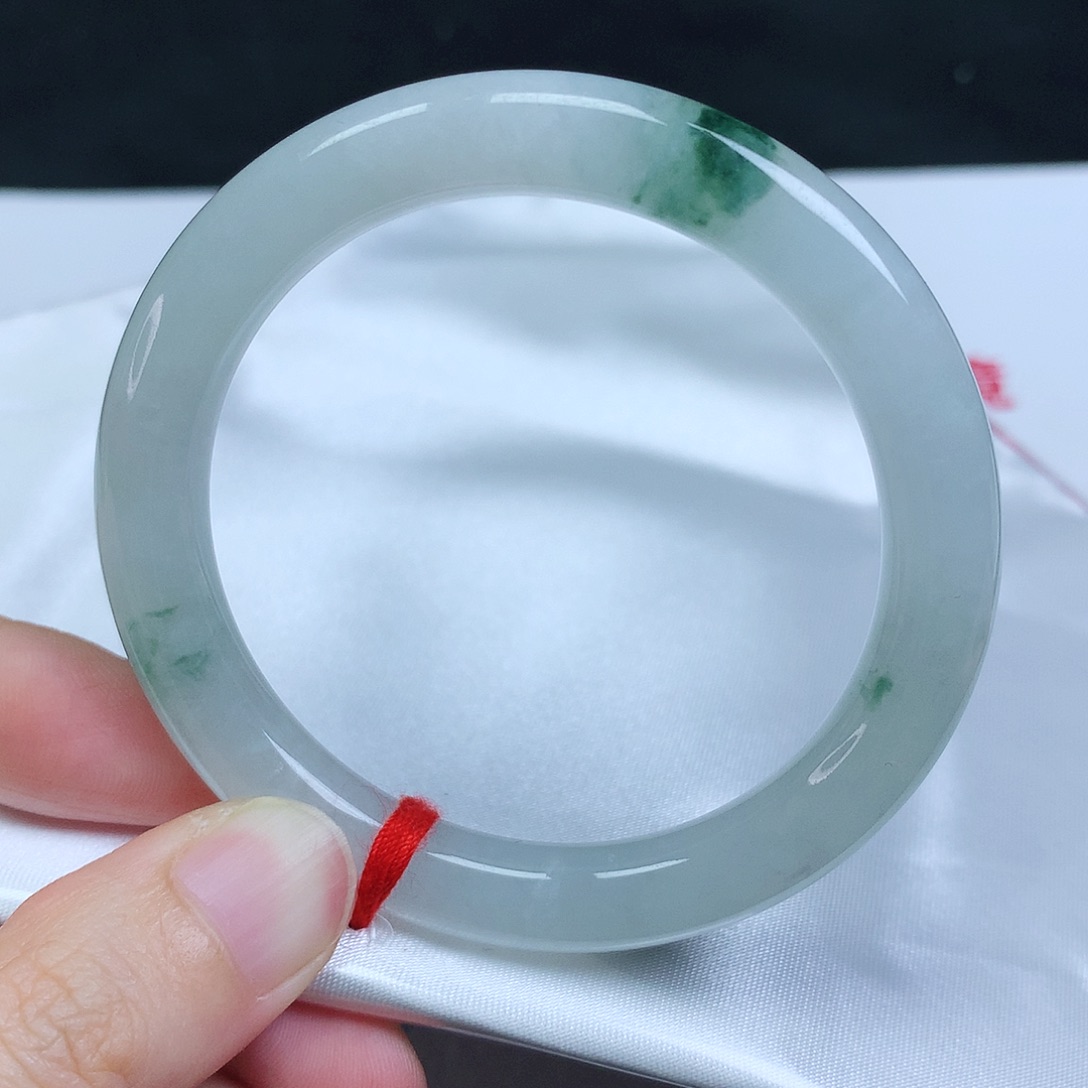 未镶嵌手镯翡翠50.6圈口冰飘花美人条09