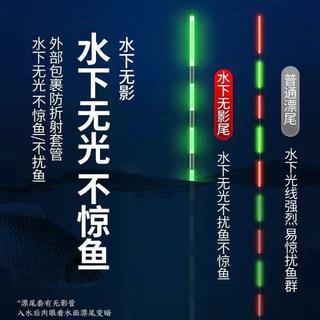 【漂尾配件】冷光水无影变色漂加粗醒目软尾电子夜光漂发光尾配件