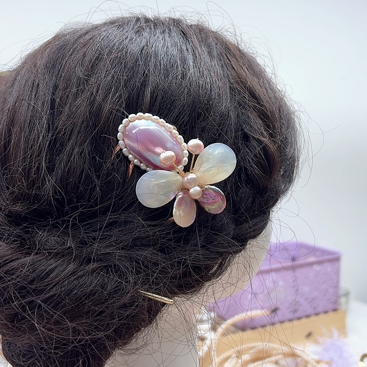 淡水珍珠发饰银S925镶嵌