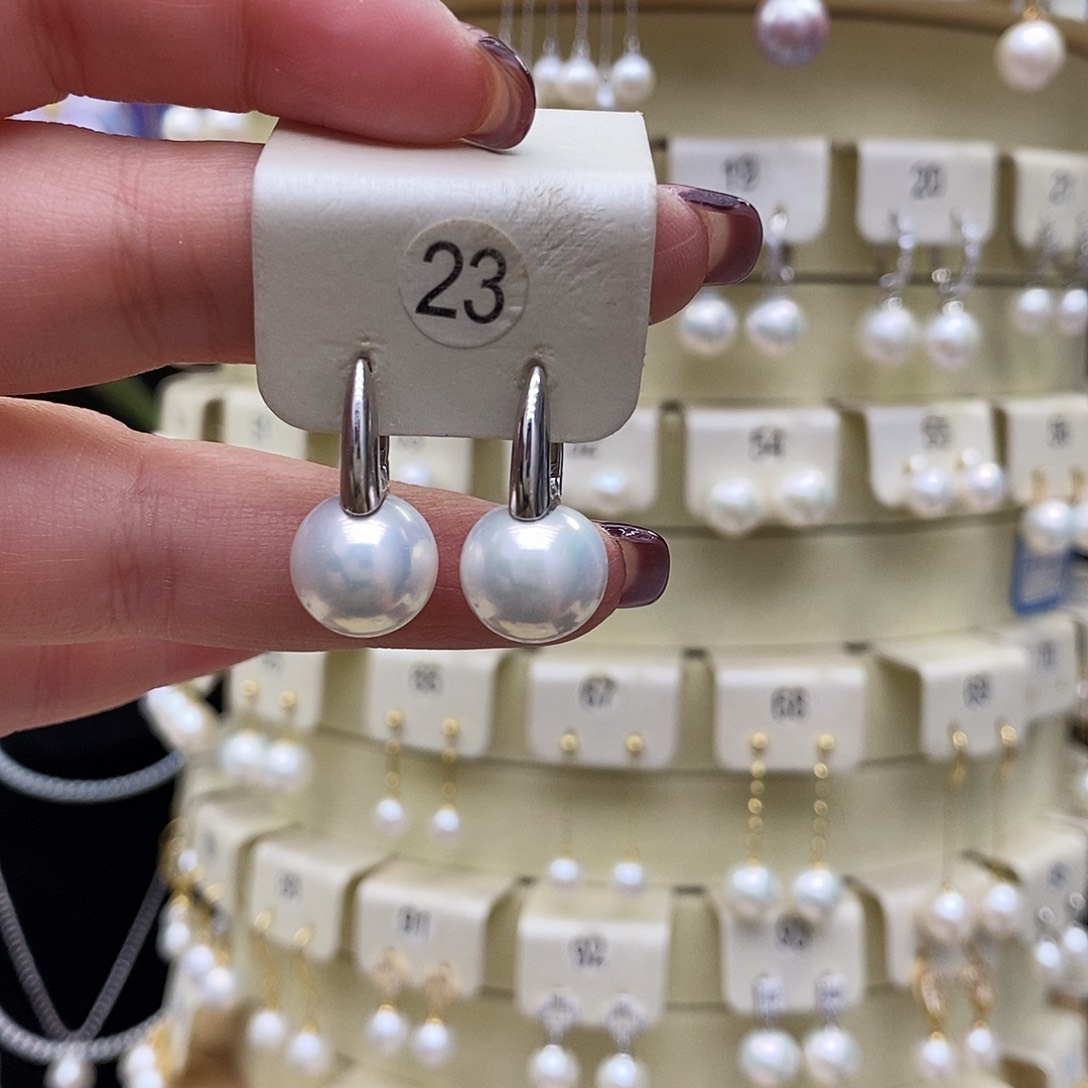 淡水珍珠耳饰银S925镶嵌