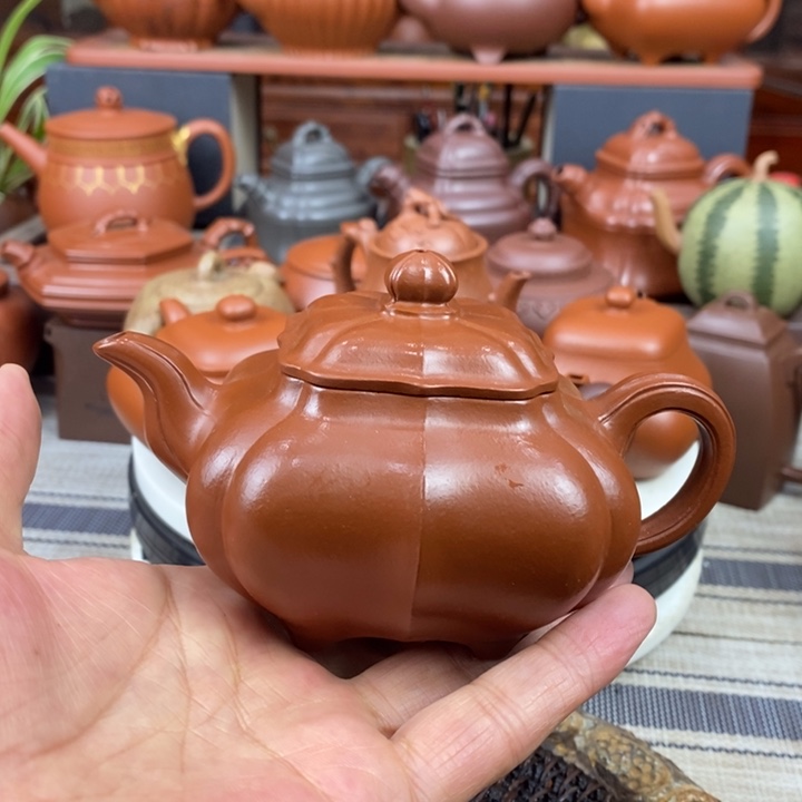 紫砂茶壶筋纹传炉230CC原矿赵庄朱泥特价