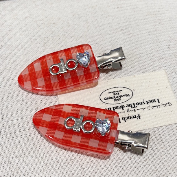 时尚红格铲铲夹侧边夹J1269