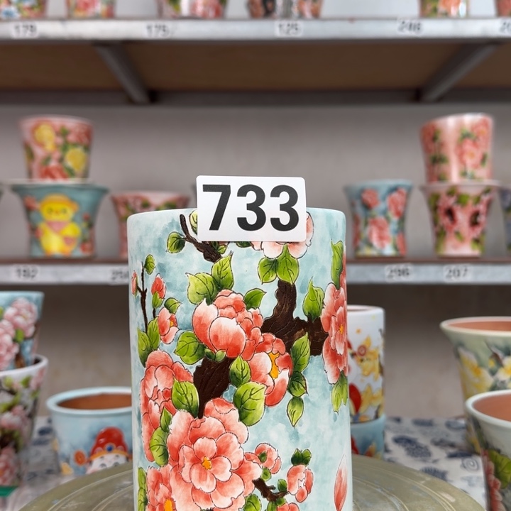 蓝***云景德镇手绘多肉花盆