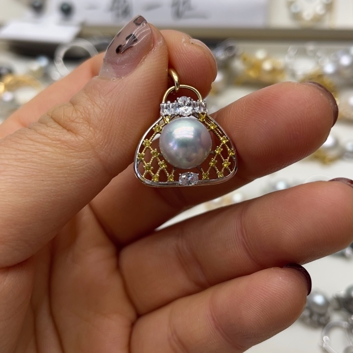 海水珍珠吊坠(不含链)银S925镶嵌