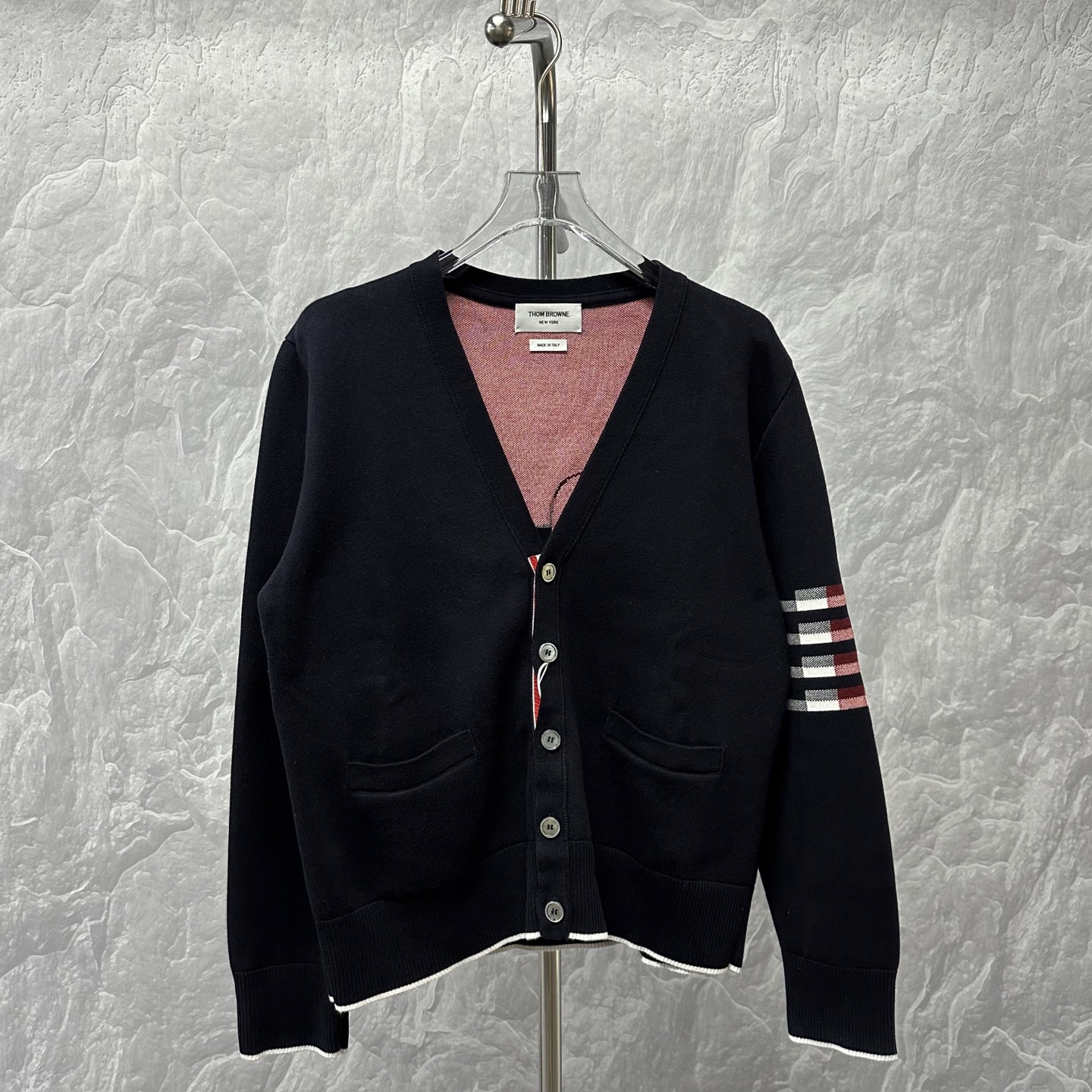 未使用 THOMBROWNE 彩色狮子条纹针织开衫外套 4码 J00663