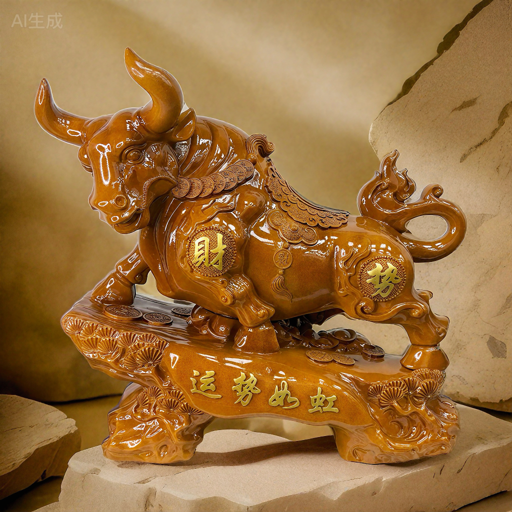 【运势如虹】 招财牛 客厅玄关酒柜礼品装饰