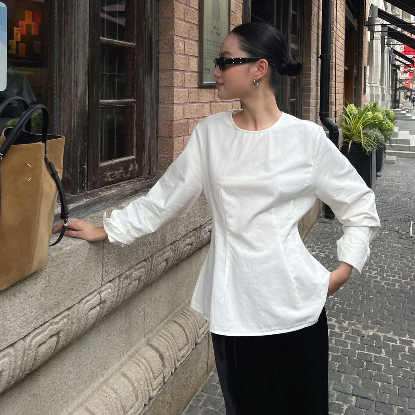 PURITYYH小众简约法式收腰百搭宽松秋季新款女上衣显瘦套头衬衫