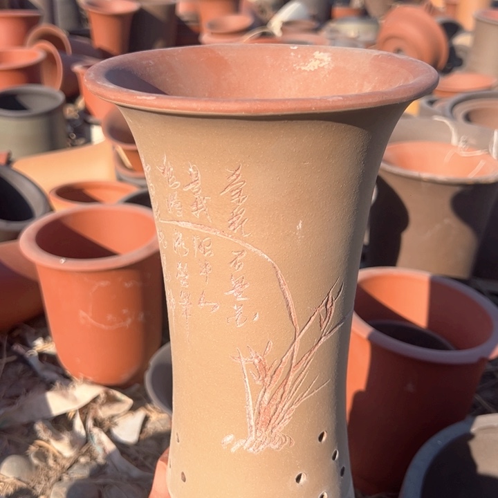 红陶紫砂兰花盆微瑕