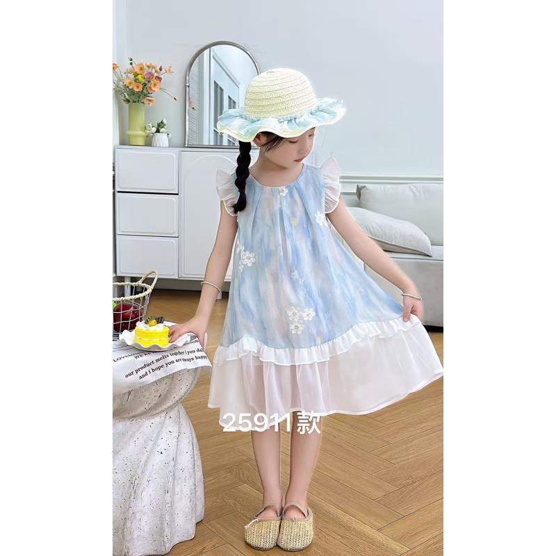 【新疆包邮】夏季新款法式甜美蓝色连衣裙E606