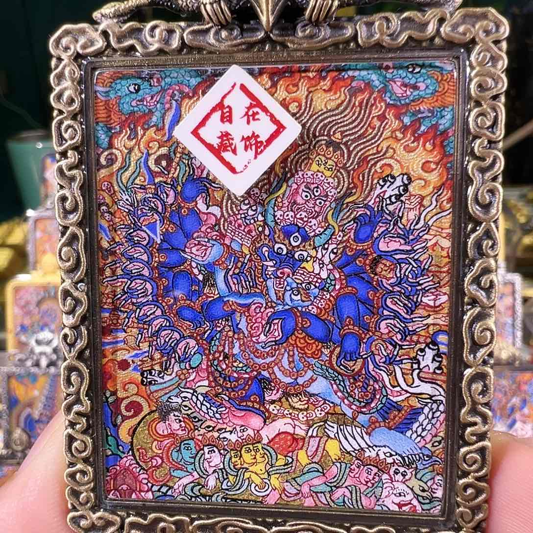 吊坠大威德热贡唐卡