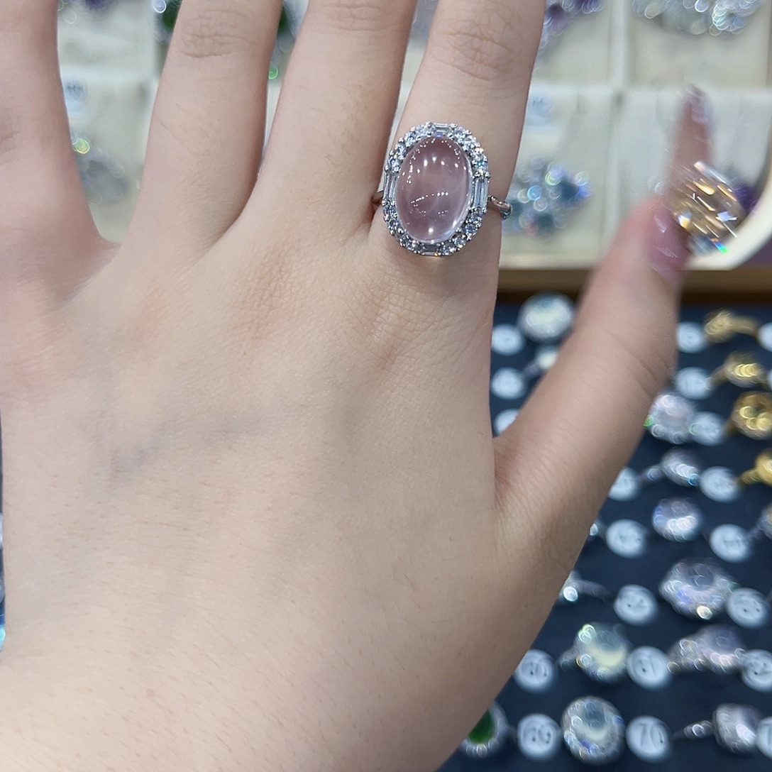 安***天银S925镶嵌蛇纹石玉戒指