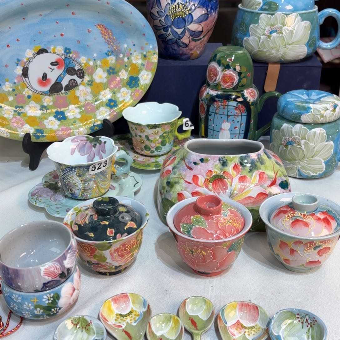 景德镇手绘高温釉下彩陶瓷茶具