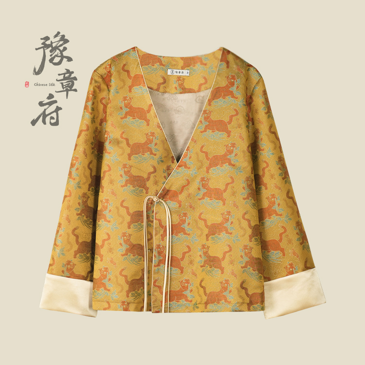 【虎镇五毒】桑蚕丝宋锦新款日常气质高级感国风中式深V百搭外套