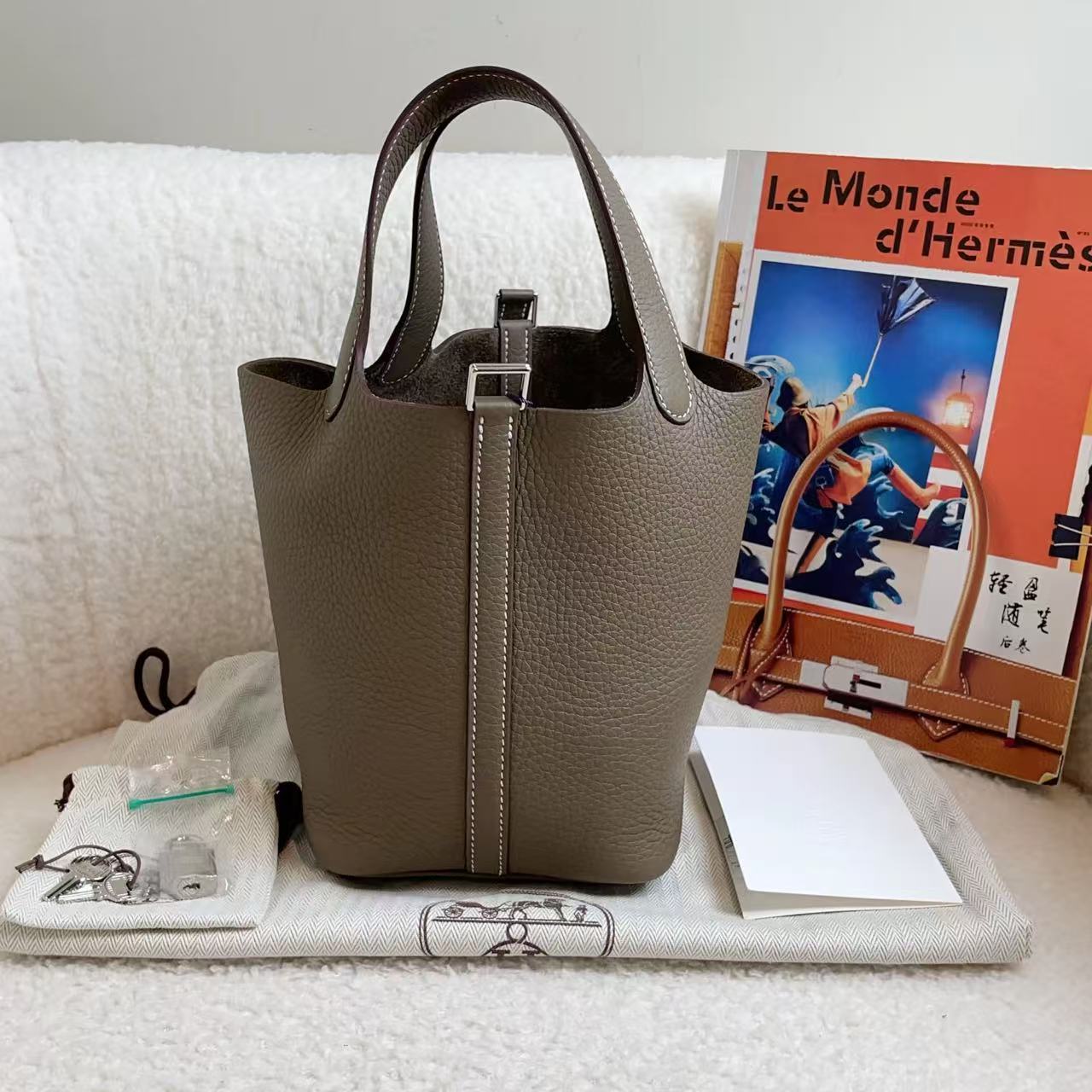 99新 Hermes/爱马仕 大象灰菜篮子18/690494761/11/12期/代卖服务