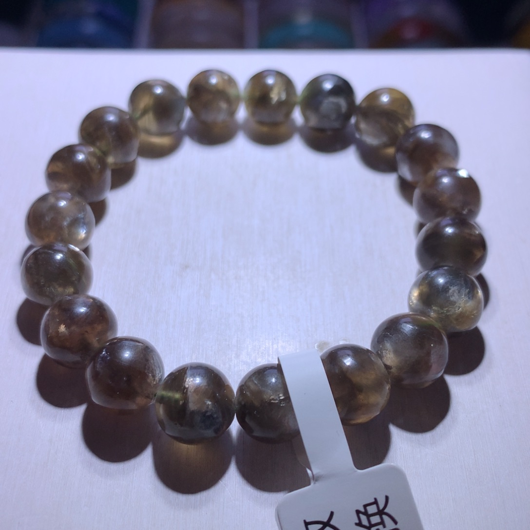 水晶银S925镶嵌手串黑金祖母10.3m