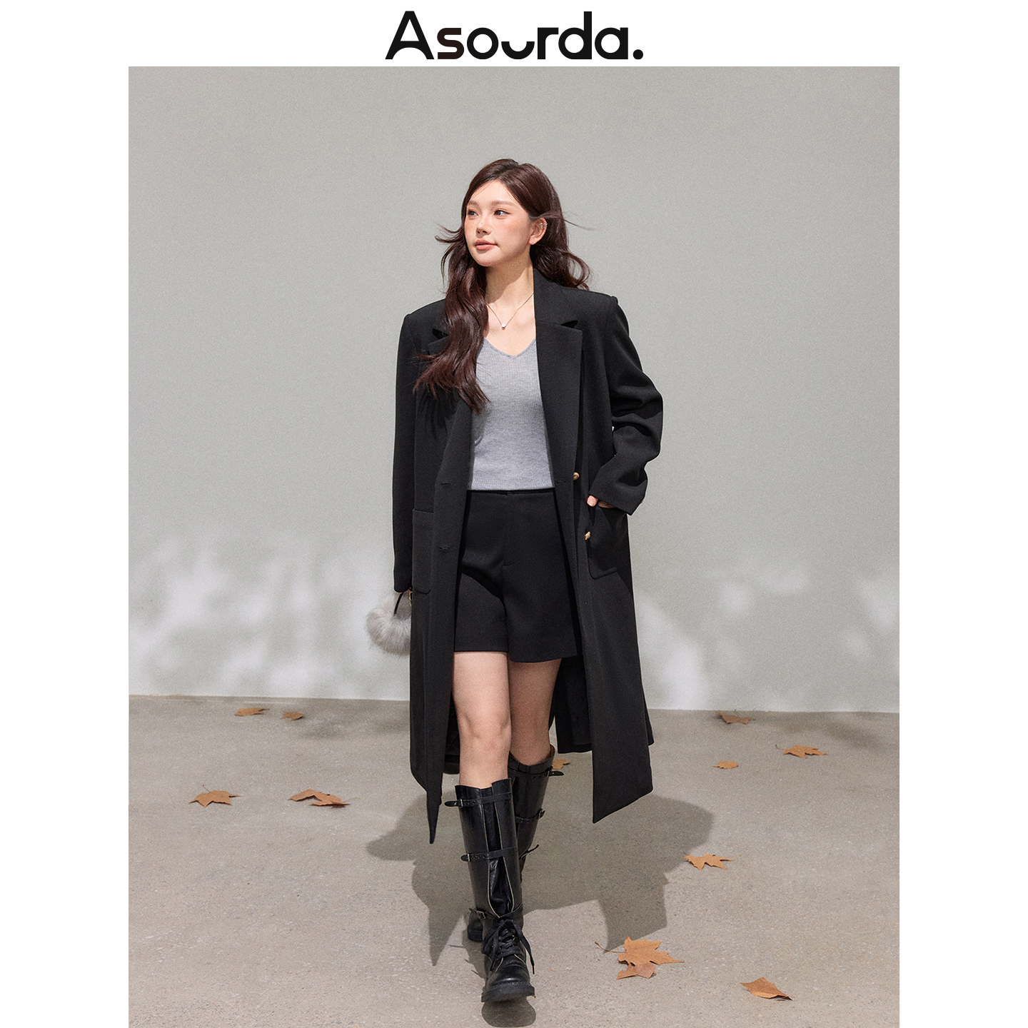 一口苏达黑金大衣 流行时尚潮牌女装小众炸街高级感遮肉显瘦外套