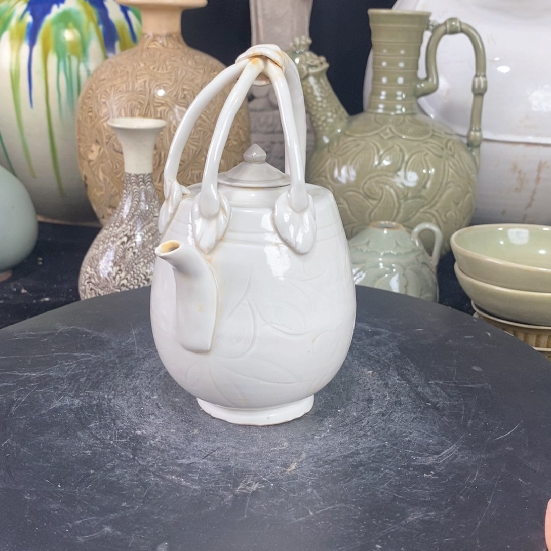 摆件定窑白釉提梁壶