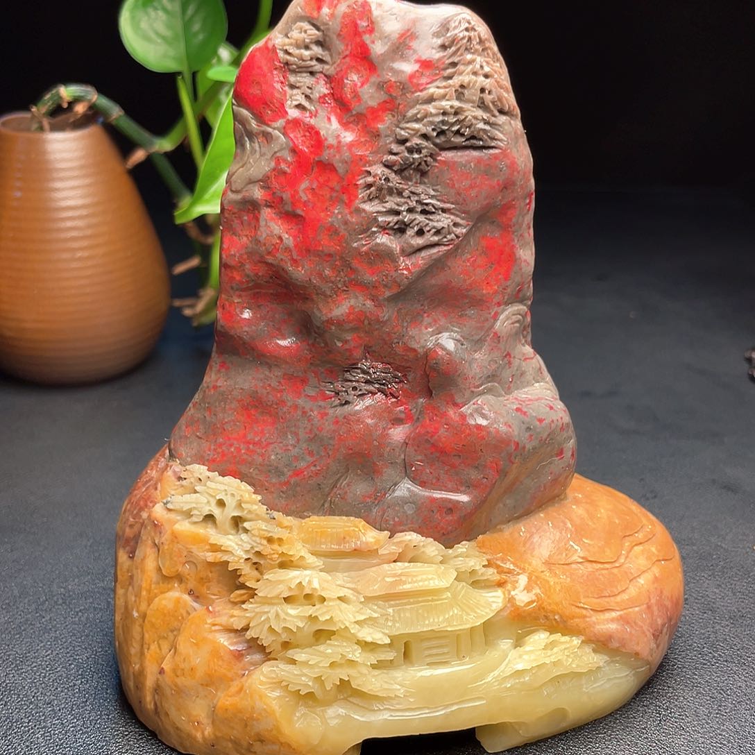 鸡血石林***经昌化鸡血石摆件摆件印章闲章把件