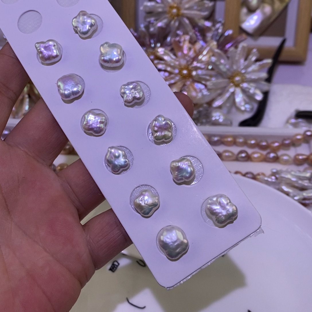 淡水珍珠耳钉银S925镶嵌