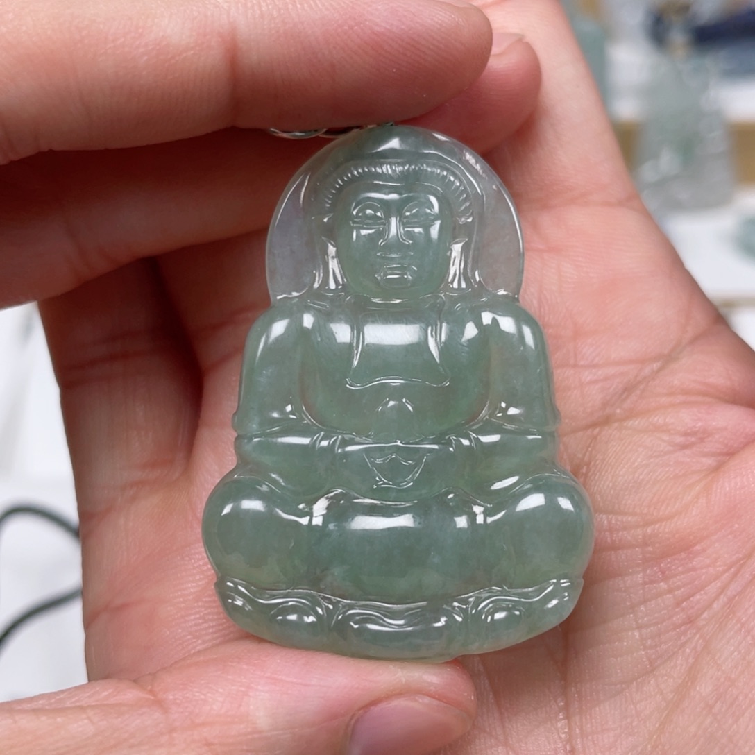 翡翠颈饰未镶嵌天然翡翠A货观音116号