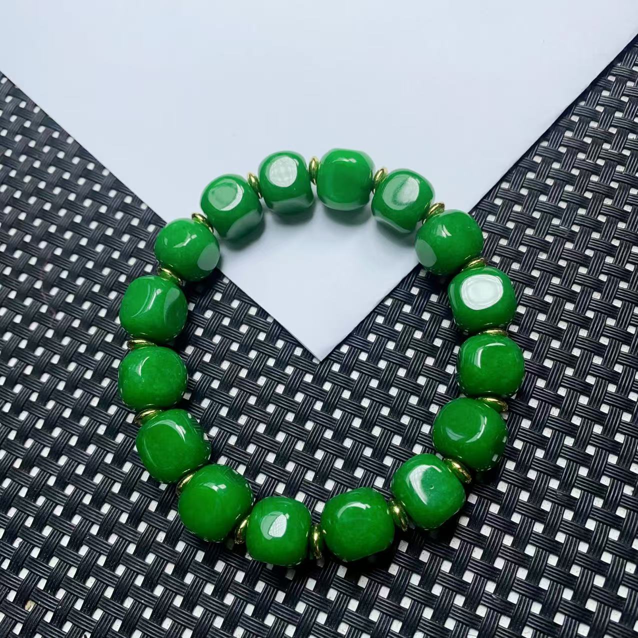 [石矿]A933绿色系方随型手链11M