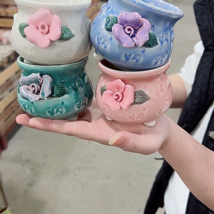 有孔.凑满10元发货多肉陶瓷花盆！