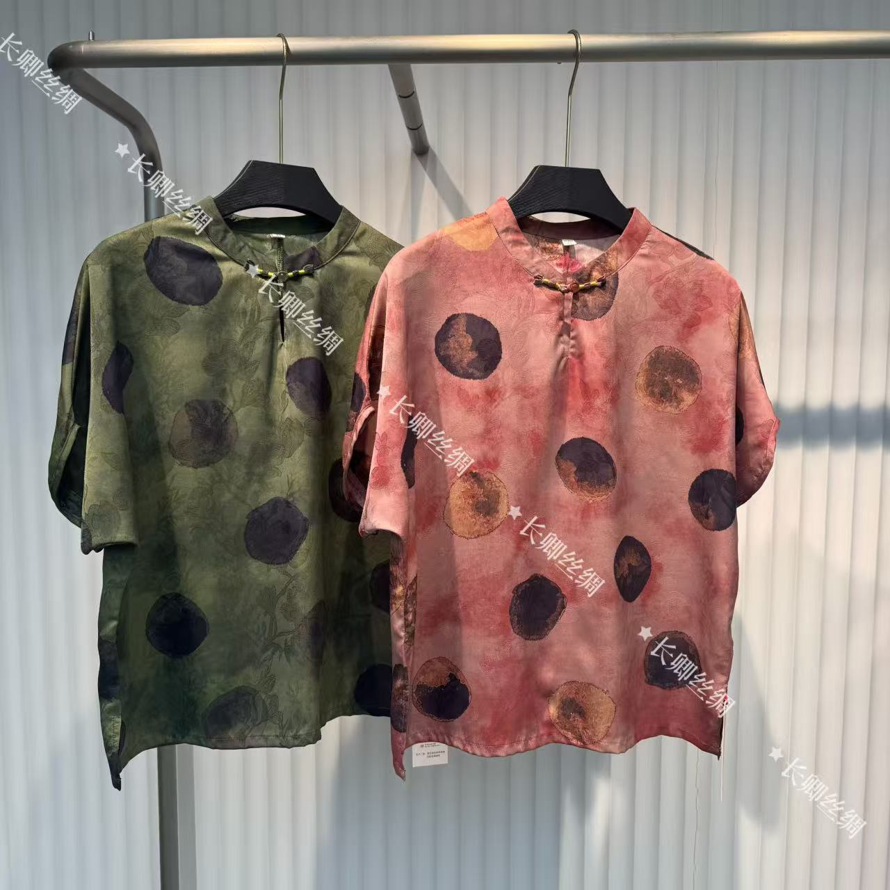 【倾云】新中式国风波点花萝上衣W165