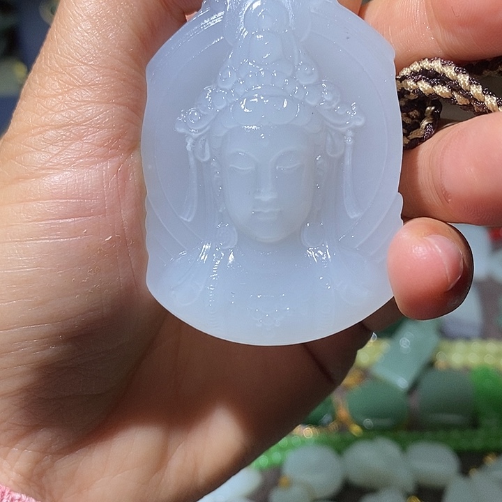 和田玉（白玉）银S925镶嵌吊坠(不含链)