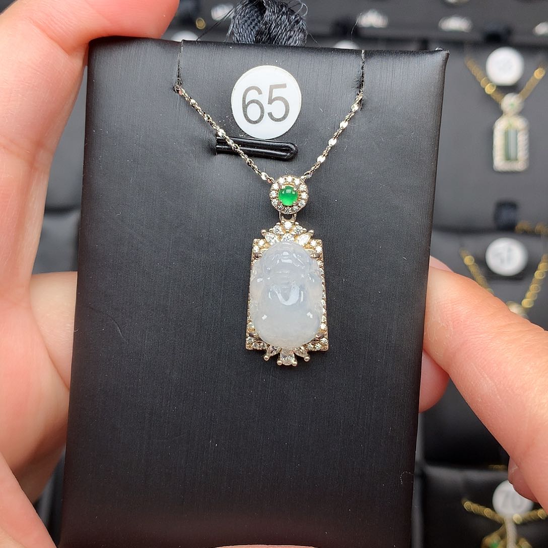 翡翠颈饰银S925镶嵌项链925