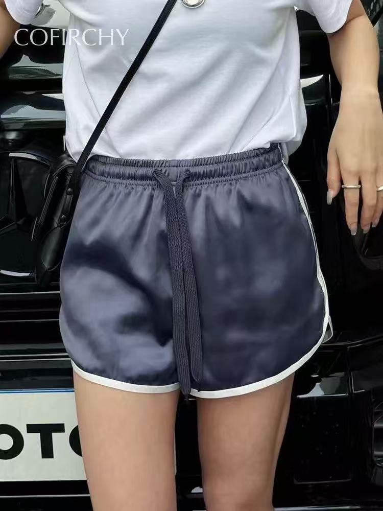 诗歌兰短裤外穿女2025新款侧白条短裤